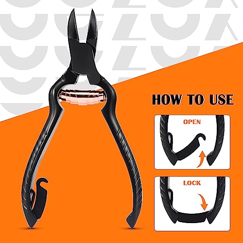 BEZOX Large Black Podiatrist Toenail Clippers for Seniors - Heavy Duty & Precise