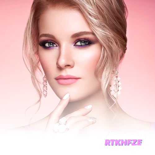 RTKHFZE Style16 Long Square Gold Glitter French Tip Fake Nails with Flowers & Rhinestones - Press On Nails for Women