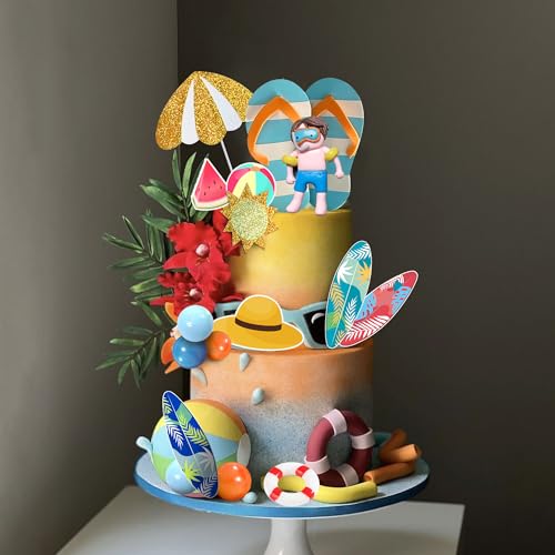 21-Piece Beach Cake Topper Set for Summer Parties