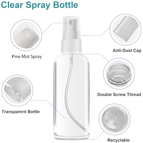 Travel Spray Bottles 2oz TSA Approved Leak-Proof Fine Mist Refillable Kit