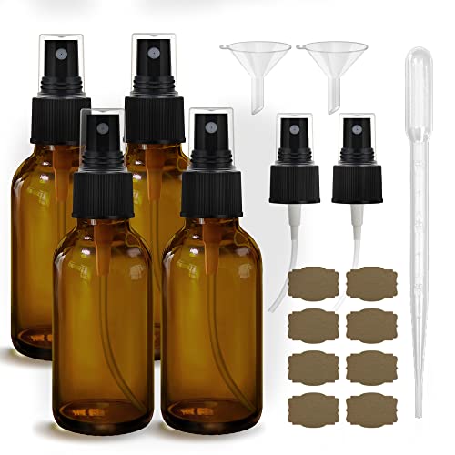 Small Amber Glass Spray Bottles 4 oz Pack,Fine Mist,Refillable