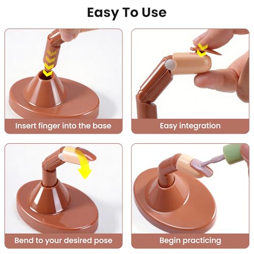 Difenni Pink Practice Fingers Nail Kit 3 Fingers 200+ Tips & Tools for Acrylic Nails DIY
