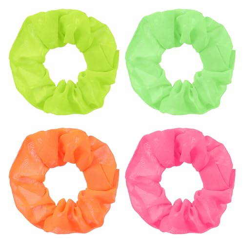 Ymapinc 4pcs Neon Hair Scrunchies - 80s Inspired Colors