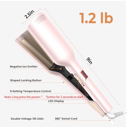OKWRAP 1.25 Inch Waver Curling Iron - Ionic Ceramic Hair Crimper