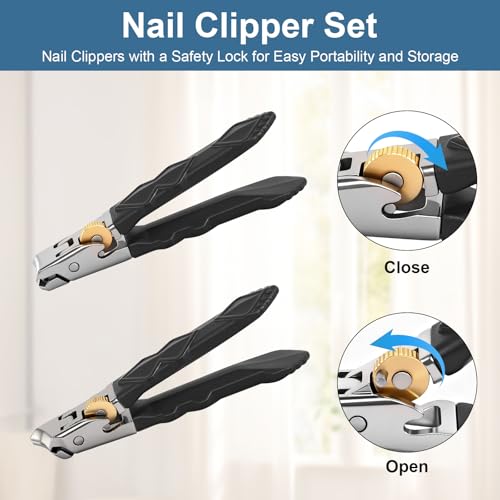 Heavy Duty Toenail Clippers for Thick Nails - 2pc Stainless Steel Set