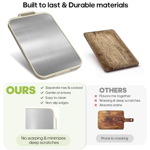 Stainless Steel Double-Sided Cutting Board with Juice Groove - 16"x11"