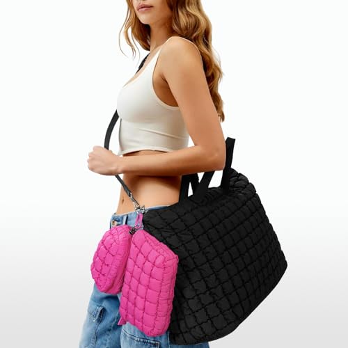 Rose Quilted Makeup Bag & Zip Card Pouch - Stylish Travel Organizer