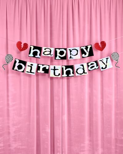 Iridescent Emo Birthday Banner | Goth Party Decor with Hearts
