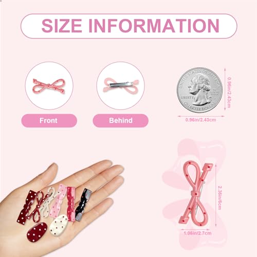 16 Pack Y2K Polka Dot Bow Hair Clips for Women & Girls - Non Slip Metal Barrettes