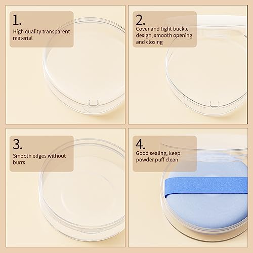 Freeasy Makeup Puff Case Set - 4 Protective Containers for Travel