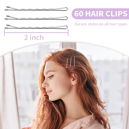Mia Klein 60PCS Bobby Pins - 2 Inch Crimped Hair Grips for All Hair Types