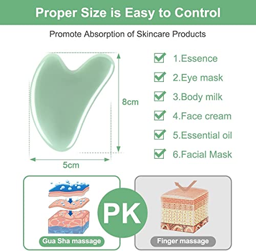 URAQT Natural Jade Gua Sha Massage Tool - 2 Pcs Facial Scraper