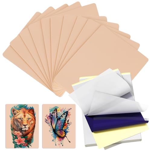 Tattoo Practice Skins Kit - 35 Pcs with 10 Double-Sided Skins & 25 Transfer Papers