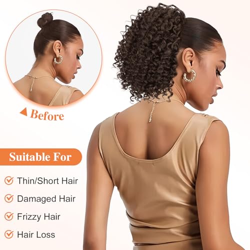 Lommel 10 Inch Curly Ponytail Extension for Black Women #4