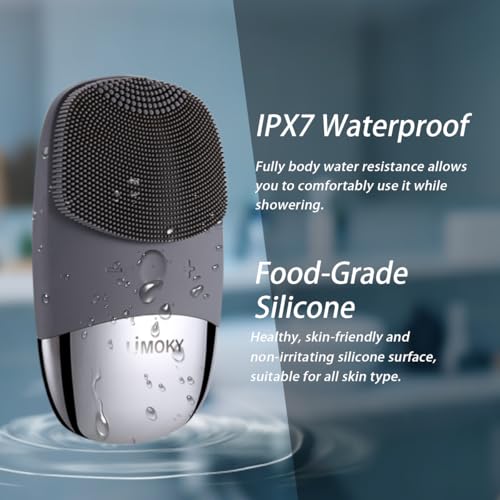 3-in-1 Electric Silicone Facial Cleansing Brush - Gray