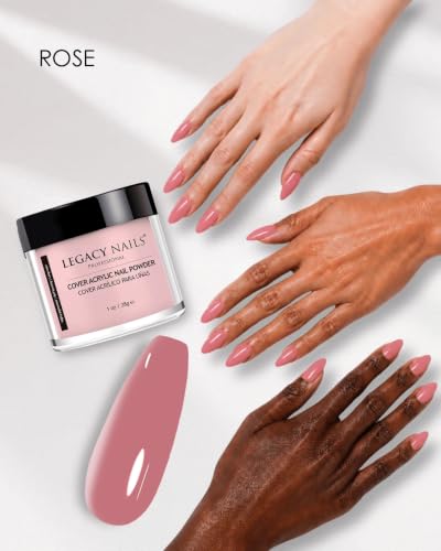 Legacy Nails Professional Cover Acrylic Powder - Cover Rose, 4 Ounces