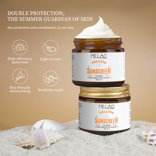 SPF 50 Beef Tallow Sunscreen for Face & Body - Natural Moisturizing Sun Block