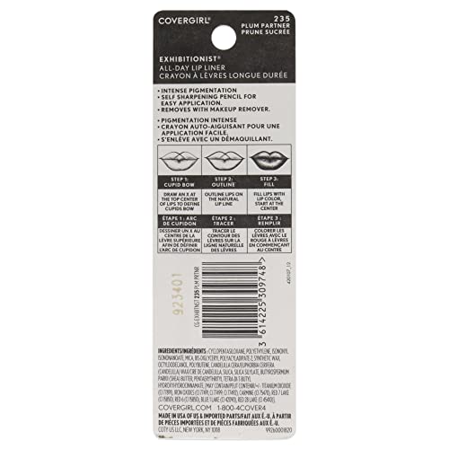 COVERGIRL Exhibitionist Plum Partner 235 Lip Liner Self-Sharpening 0.01 Ounce