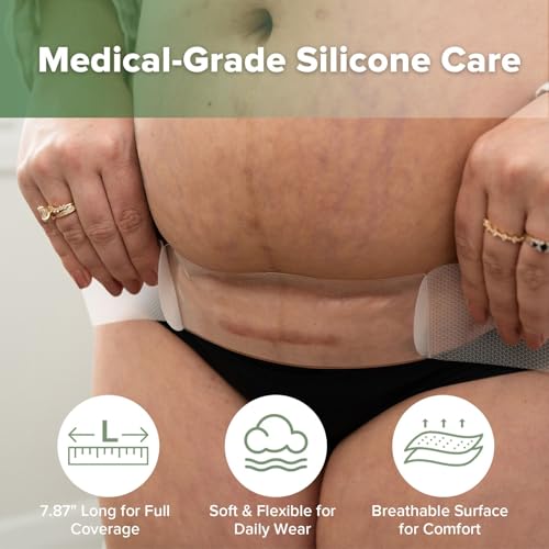 haakaa C Section Scar Silicone Strips, 0.5mm & 1mm Medical Grade Silicone Scar Treatment for Postpartum Recovery, Reusable Silicone Scar Sheets for C-Section & Surgery Scars, Includes Storage Board