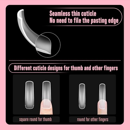 XXL Square Queen Pro Curved Nail Tips - Full Cover Acrylic Nails 240pc