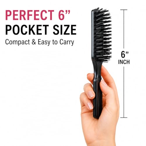 3-Pack Pocket Hair Brush Set - Compact 6-Inch Detangling Brush