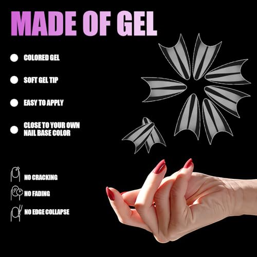 500 Pcs Almond Nail Tips - Transparent Gel Nail Extensions