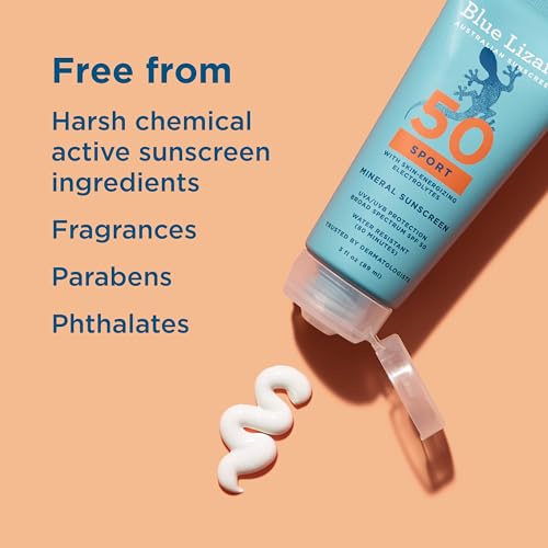Blue Lizard Sport Mineral Sunscreen SPF 50 - 100% Vegan, Water-Resistant