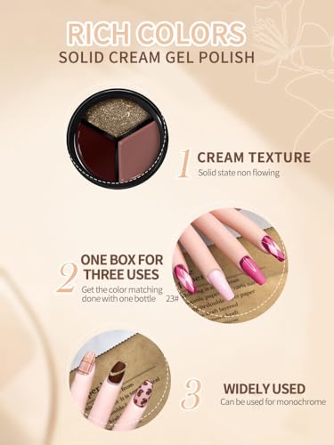 Solid Cream Gel Nail Polish 6colors Set , Brown Milk White for DIY