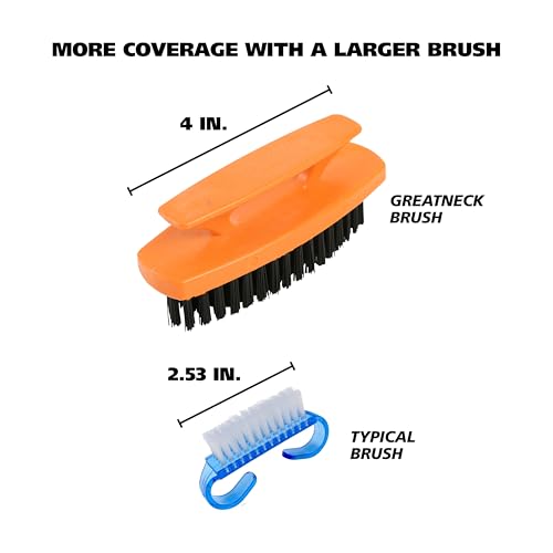 GreatNeck Nail Brush Set - 6 Pack with Stiff Bristles & Grip