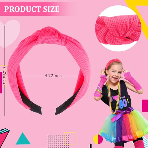 KICOSY Neon Headbands for Women 80s 90s Retro Fashion Knot Hair Bands (4 Pack)