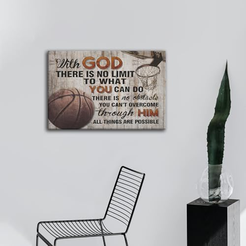 Inspirational Basketball Canvas Wall Art for Boys' Room - 12x16in