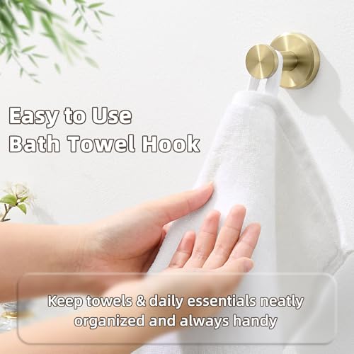 Brushed Gold Towel Hook - 304 Stainless Steel, Wall Mount, 11 lb Capacity