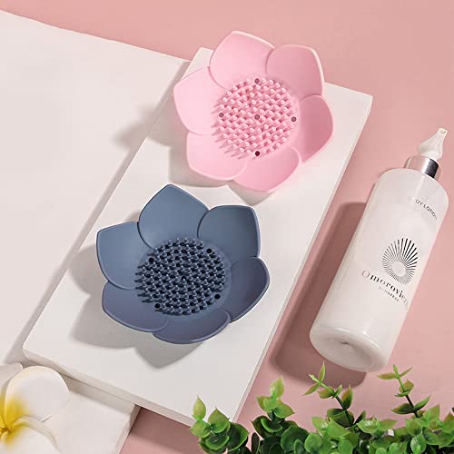 Silicone Soap Tray Holder with Automatic Drainage - 4 Pack