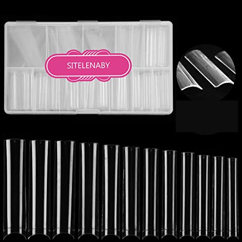 SITELENABY No C Curve 3XL Square Nail Tips - Clear Acrylic Fake Nails, 360 pcs