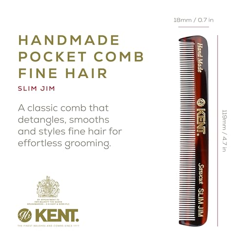 Kent Slim Jim Handmade Fine Tooth Pocket Comb for Hair and Beard