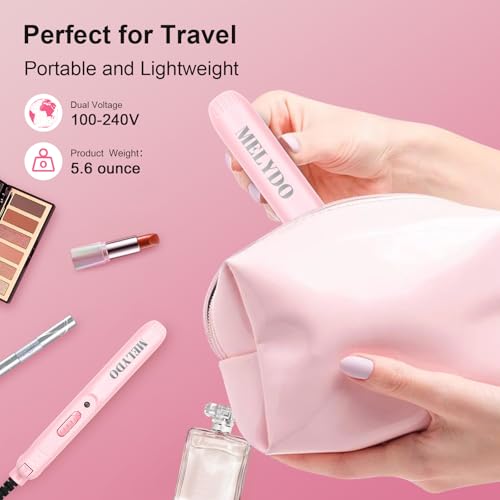 MELYDO Pink Mini Travel Flat Iron 0.7 Inch Hair Straightener & Curling Iron