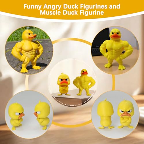 Funny Angry Duck Figurines - 2-Pack Cute Desk Decor