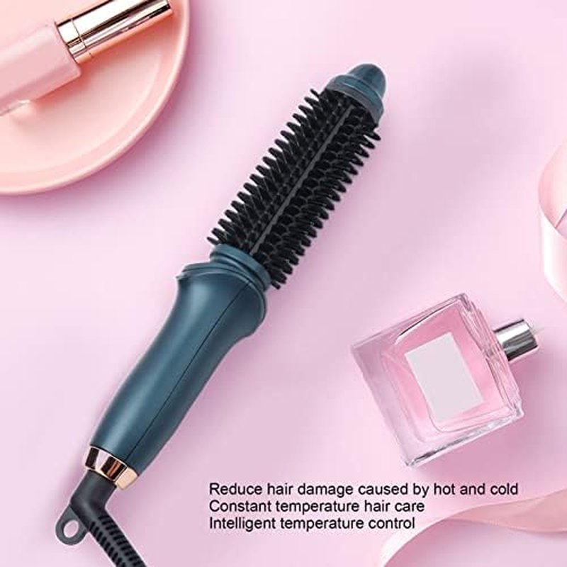 Two-in-One Curling Brush & Iron - Portable Electric Hair Styler for All Hairstyles | Green