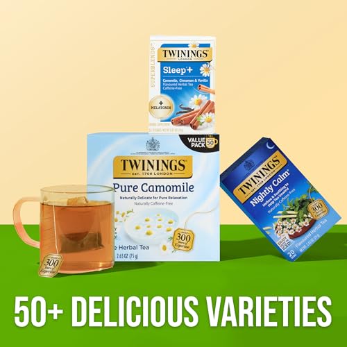 Twinings Sleep+ Herbal Tea with Melatonin, Chamomile & Vanilla - 16 Tea Bags Pack