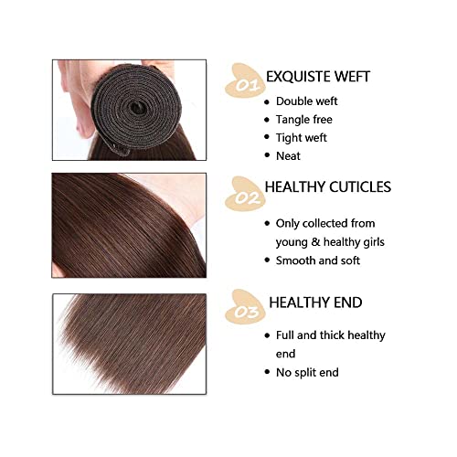 Dark Brown Human Hair Bundles 8-12 Inch Straight Remy Hair Extensions