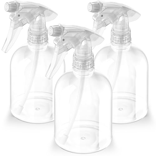 16 Oz Clear Spray Bottle Set - Adjustable Sprayer for Multi-Purpose Use