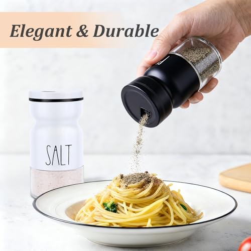 Neodaco Adjustable Salt and Pepper Shakers Set - 4 oz Glass & Stainless Steel