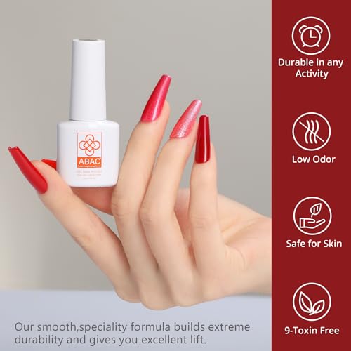 ABAC Pink Red Fuzz Gel Nail Polish Set - 12 Long-Lasting Burgundy & Glitter Colors for DIY Manicure