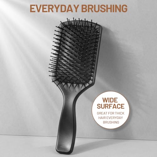 2-Pack Black Paddle Detangler Brush for All Hair Types - Wet & Dry