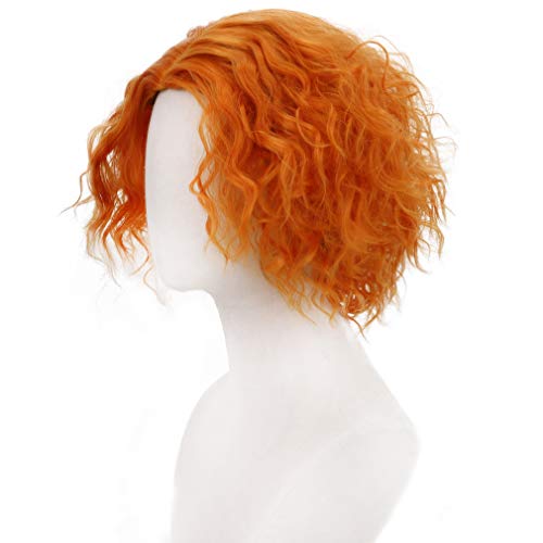 PARTY ZONE Orange Short Curly Cosplay Wig - Synthetic Wavy Costume Hair