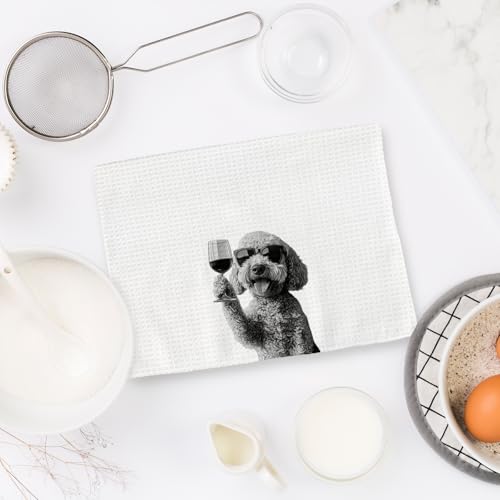 Goldendoodle Wine Kitchen Towels - Funny Decor for Dog Lovers