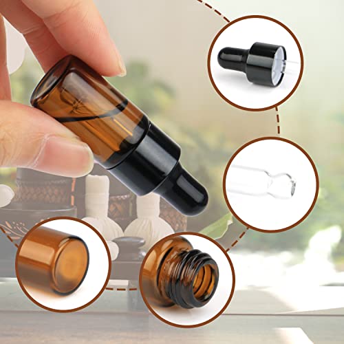 Pack of 100 - 3ml Amber Glass Dropper Bottles with Pipettes