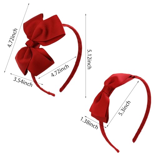 Red Hair Bow Accessories Set for Girls - 14 Pieces Hair Clips & Headbands