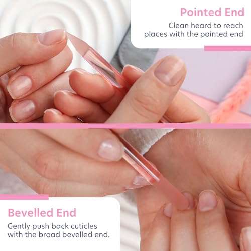 Bona Fide Beauty Czech Glass Cuticle Pusher Pink 1Pc with Pouch