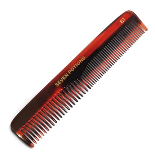Seven Potions Handmade Beard Comb - Cellulose Acetate Dual-Tooth 5.7 Inch